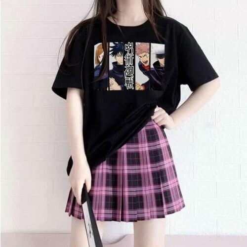 Janpanese Anime jujutsu kaisen t shirt for Women e girls Kawaii Cute Harajuku y2k Tops Japan oversized femme gojo