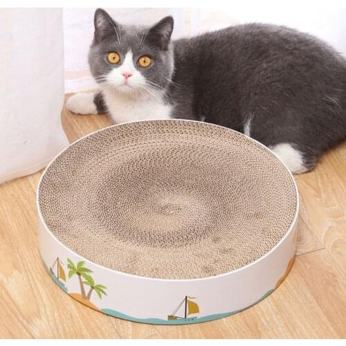 Cat Scratching Corrugated Cardboard Pad Lounge Round Scratch Pad Kitten Scratcher Rest Bed with Catnip Prevent Furniture Damage