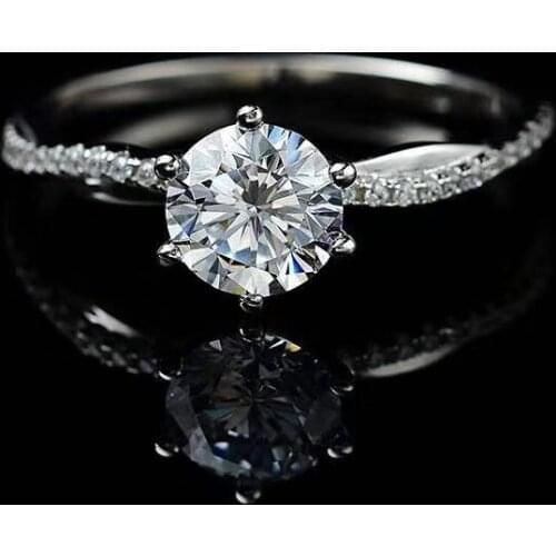 925 silver ring moissanite 1.00ct D VVS GRA Certificat twisted wall style Womens ring wedding ring for women