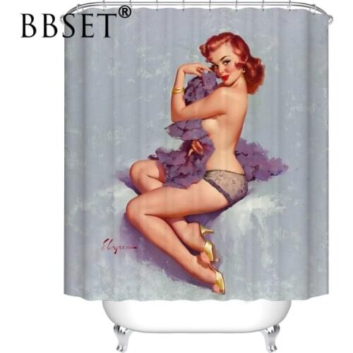 Beauty Poster Shower Curtain Beautiful Shawl Pinup Pattern Waterproof Multi-size Douchegordijn Bathroom Decor with 12 Hooks