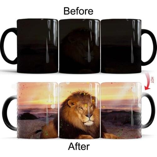 African Lion King of the Jungle Mug 11oz High Quality Creative Color Changing Mug Cup Field Photographer Friends Gift