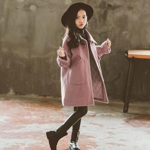 Girls Jackets Solid Color Kids Girl Coat Children Winter Outerwear & Coats Casual Baby Girls Clothes Autumn Winter Woolen Coat