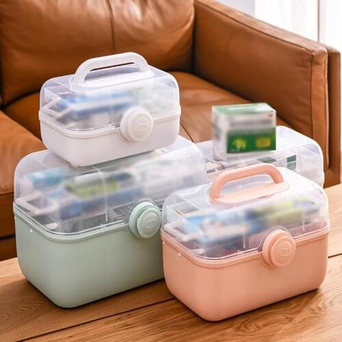 Large-Capacity Multi-Functional First Aid Kit Storage Box Portable Plastic Home Emergency Kit Box with Handle Medicine Chest