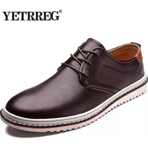 2020 New Genuine Leather Men Casual Shoes Fashion Mens Flats Brand Mens Loafers Comfortable Men Oxfords Dress Shoes Size 38-48