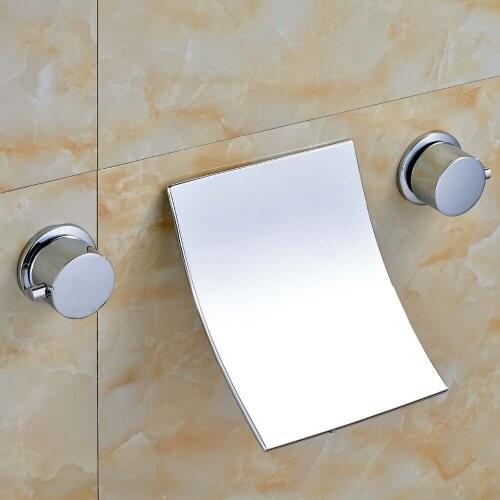 Newly Wall Mounted 8" Widespread Polish Chrome Hot&Cold Water Dual Handles Faucet Mixer Tap Faucet