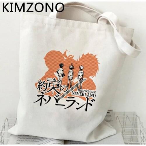 The Promised Neverland shopping bag grocery bolso shopper canvas bag sac cabas woven shoping net grab