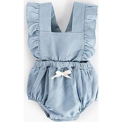 Baby Newborn Girls Solid Print Strap Jumpsuit Soft Sleeveless Infant Casual Bodysuit Outfits Best Present For Baby