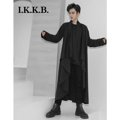 Small Japanese trend irregular long cape coat autumn Yamamoto languid loose casual thin trench coat man