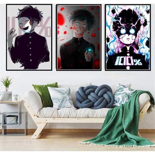 Printed Pictures Home Decoration Wall Artwork Mob Psycho 100 Nordic Style Modular Japan Anime Poster Canvas Painting Living Room