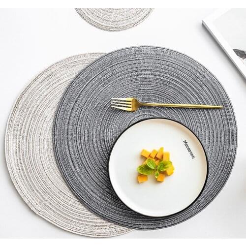 Hand-woven Cloth Table Mat 4 Colors Set De Table Circular Threaded Coasters Tea Pad Placemat Individuales Coffee Pad Non-slip