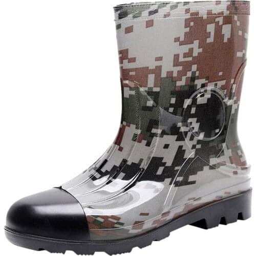 SAGACE Mens Boots high tops male shoes adult men\x27s shoes Outdoor Work Large Size Casual Camouflage Mid Rain ankle boots Jly1