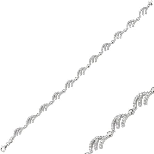 Silverlina Silver Zircon Stone Ancl Bracelet