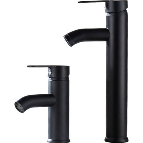 1Pcs Basin Faucets Matt Black Stainless Cold Hot Mixer Sink Suitable for Kitchen Bathroom Handrinse basin Hardware Parts