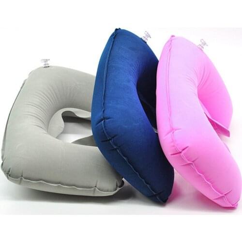 U-shape Travel Pillow Portable Inflatable Neck Support Pillows Head Rest Air Filling Soft Cushion For Car Airplane Home Textile