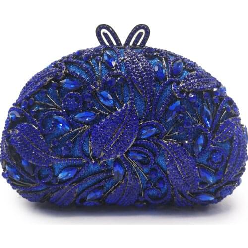 Lady Blue/Red/Rose Gold Crystal Clutch Bag For Wedding Cocktail Party Women Evening Clutches Bags Diamond Purses and Handbags