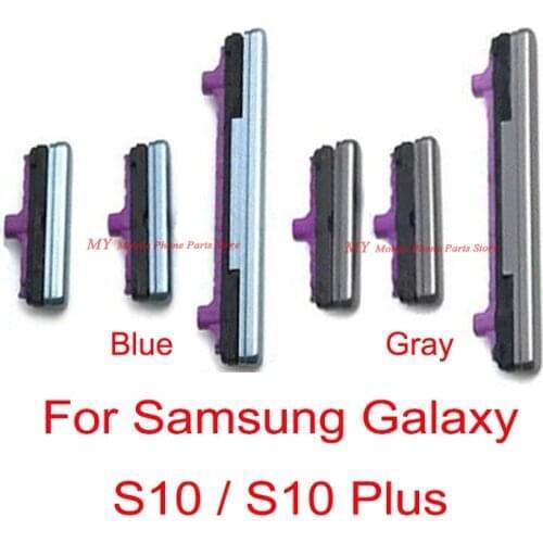 1Set New Power And Volume Buttons For Samsung Galaxy S10 Plus S10+ S10plus Power Volume Side Button Key Replacement Spare Parts