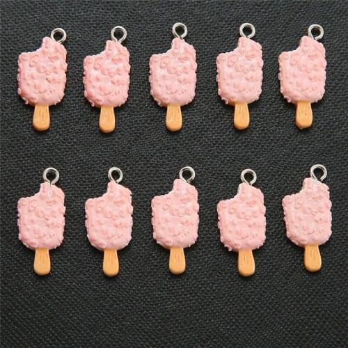 10pcs/lot Colorful Simulation Popsicle Ice Cream Resin Charms Pendant DIY Necklace Earrings For Jewelry Accessories