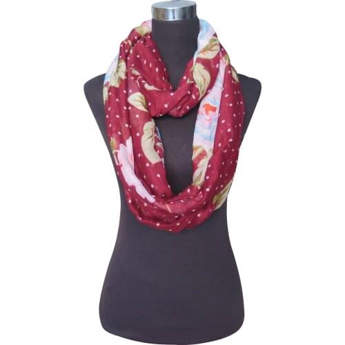 10pcs/lot Fashion Polka Dots Flower Print Womens Infinity Loop Scarf Accessories, Free Shipping