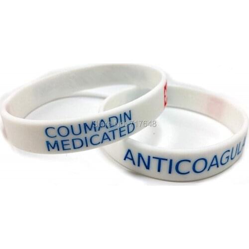 100pcs COUMADIN medicated wristband silicone bracelets free shipping by epacket A
