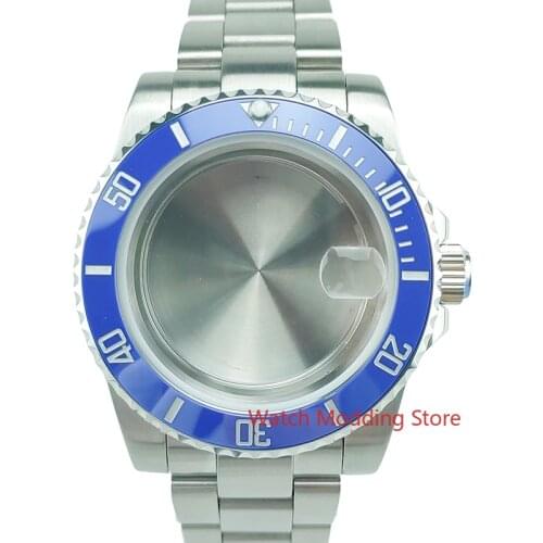 10ATM WR Diver Sapphire Crystal Blue Watch Case With Stainless Steel Bracelet Fit Seagull2836 ETA28 Miyota82 Mov't Sub Style