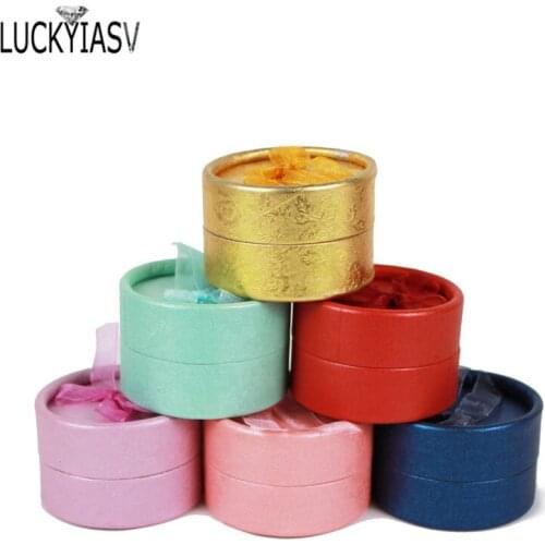 200pcs/lot Multi-color Bow Round Ring Box Stud Earrings Jewelry Gift Box For Ring Display Jewelry Wholesales