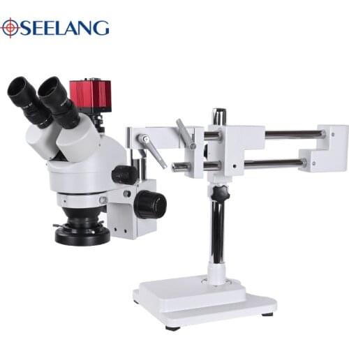 3.5-90X Continuous zoom Double Boom Stand Greater scope Trinocular Stereo Microscope HD Camera For Industrial PCB Repair