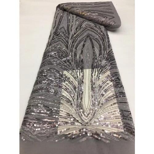 African grey Sequins Net Mesh Lace Fabric High Quality Lace 2021 Voile Lace French Tulle Lace Nigerian Lace Fabrics For Wedding