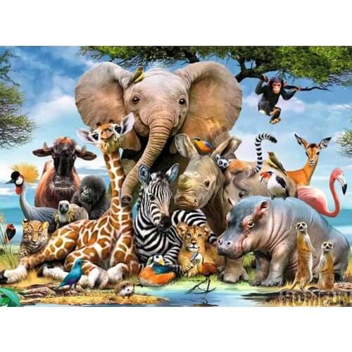 Diy 5D Full Diamond Embroidery Diamond Round Embroidery Elephant Cross Stitch Diamond Painting Animals Rhinestones Square