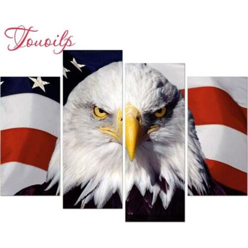 4pcs/set 5D animal Bald Eagle Diamond Painting Cross Stitch Pattern Diamond Embroidery Mosaic Full Drill Home Decor DIY Painting