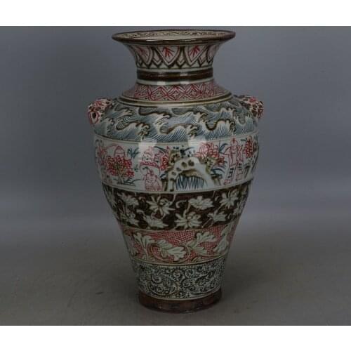 Antique SongDynasty porcelain vase,Jizhou kiln hand-painted animal ear bottle,home Decoration,collection & adornment