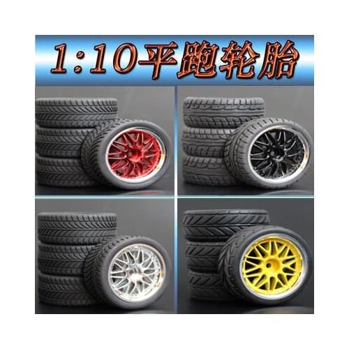 4pcs 1/10 On-Road Car Tires 26*64MM Plastic Wheel Rim Rubber Tyre 1010 for HSP Tamiya HPI Kyosho Sakura 94122 94123 D3 D4 tt02