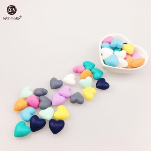 Lets make 20pc Colorful Heart Silicone Beads for teether DIY necklace/ Bracelet Teething Nursing Necklace silicon lets make