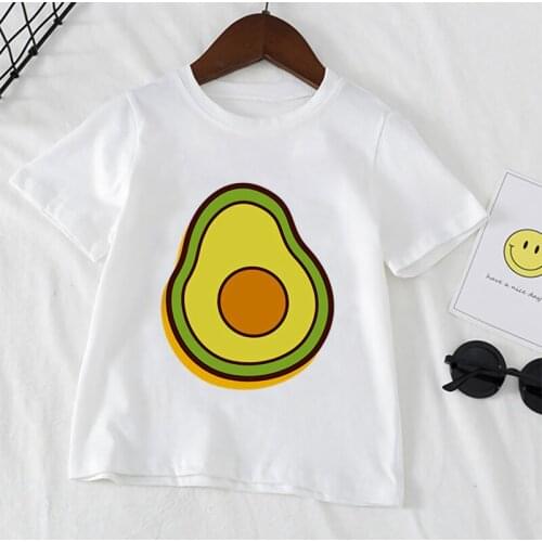 Children Avocado Print T-shirt Cute Cartoon Kids T Shirt Boys Girls Summer Kawaii Short-sleeved Tops Costume,YKP030