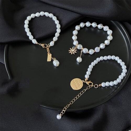Classic Fashion Transparent Beads Pearl Pendant Bracelet For Woman Exquisite New Lucky Cuff Bracelet Anniversary Luxury Jewelry