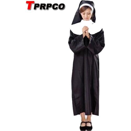 The Virgin Mary Sister Nun Costume Women Adult Halloween Party Fancy Cosplay Costumes Dress Robe
