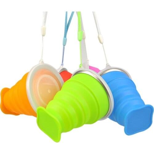 Hot Selling Colorful Silicone Outdoor Folding Cup Large Capacity Creative Lanyard Cup Portable Retractable Silicone Cup