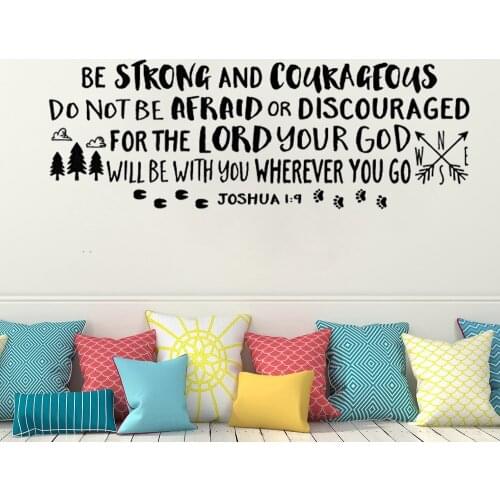 Joshua 1:9 Wall Decals Be Strong And Courageous Spanish Quotes Mural Stickers Vinyl Bedroom Livingroom Decor Poster RU2522