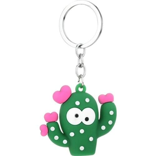 2020 New Silicone Simulation Potted Cactus Keychain Women Men Creative Girl Car Key Chain Cute Backpack Bag Pendant Keyring Gift