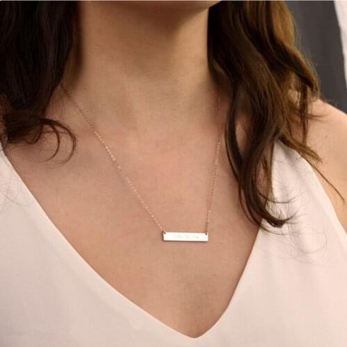 Custom Name Bar Necklace,Personalized For women,Engraved bar Necklace,Coordinates,date Bar Necklace,Mothers day birthday gift