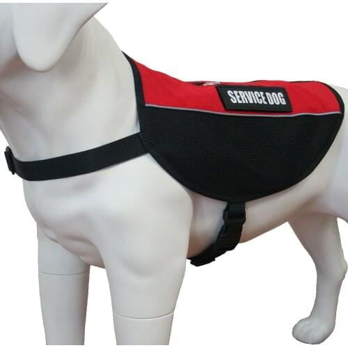 Pet Service Dog Vest Reflective Straps, Lightweight Cool Red Mesh with 2 Free Removable Service Dog Patches, Adjustable