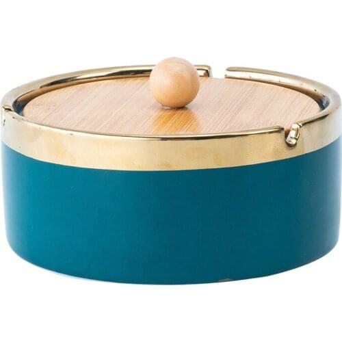 Phnom Penh ceramic ashtray large household personality creative living room anti fly ash ashtray with lid