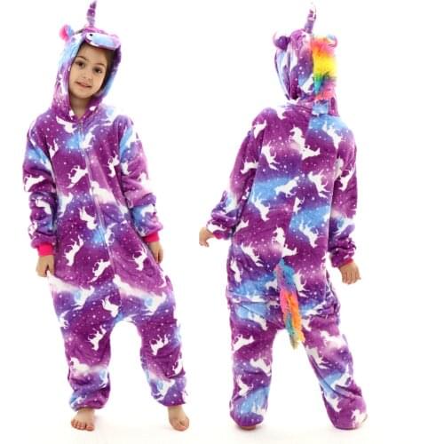 Kid Halloween Pajama Flannel Animal Unicorn Costume Cosplay Winter Cartoon Children Sleepwear Boy Girl Christmas Pyjama Onesie