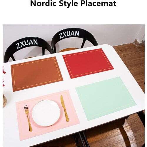 Nordic Style Tableware Pad Placemat Table Mat PU Leather Heat Insulation Non-Slip Simple Placemats Disc Coaster Placemat