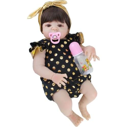 55cm Full Silicone Body Reborn Baby Doll Toy Realistic Newborn Princess Babies Doll With Earring Girl Brinquedos Bathe Toy
