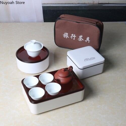 Mini Portable Travel Tea Set Set Outdoor Tea Set Travel Pure White Bowl Living Room Coffee Table Teapot Tea Cup Exquisite Gifts