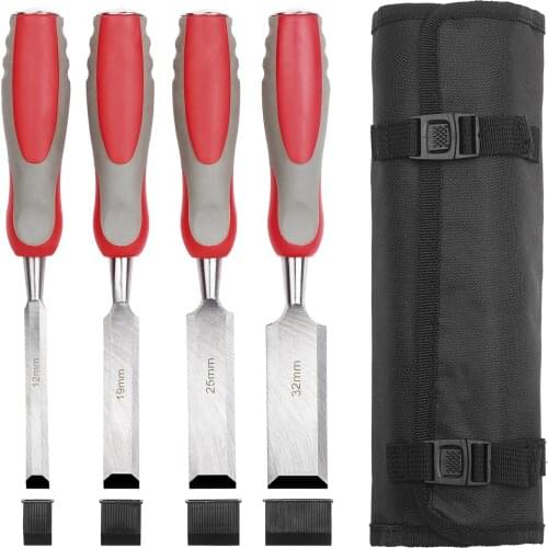 5pcs Professional Wood Carving Bench Chisel Sets Woodworking Tool Kits For Carpentry with Storage Bag Sharp Wood Bevel Blades