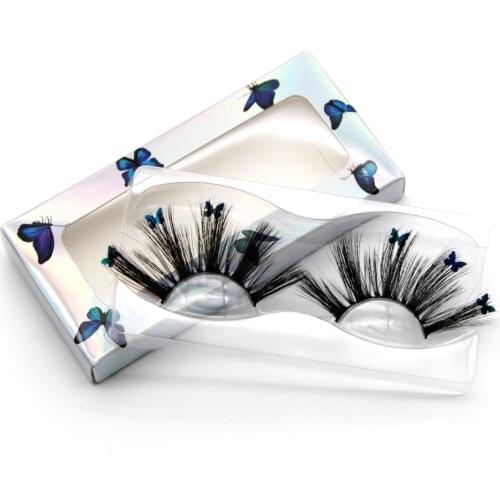 Lashes With Butterflys On Them 10 Paits New Hot Trending Wholesale Full Strip 25mm Lashes With Pink/Blue Butterfly For Makeup