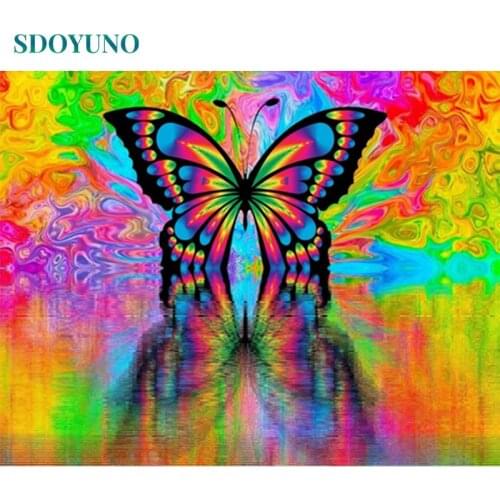 SDOYUNO pictures by numbers 60x75cm DIY Frameless Animals Home Decor Painting By Numbers On Canvas Unique Gift