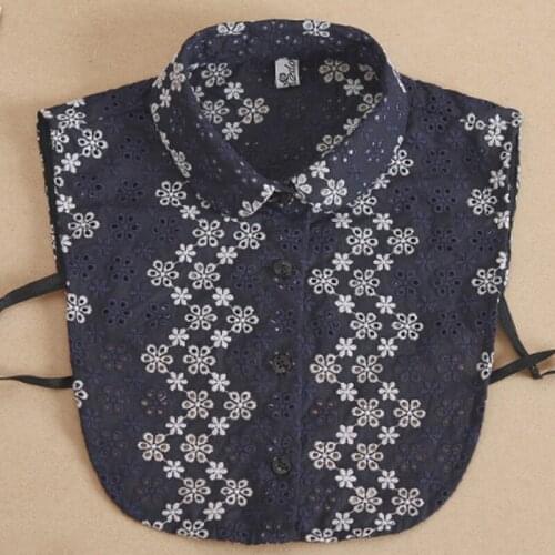 Detachable Peter Pan Womens Lape embroidery decorative collar Removalbe Lace black Collier Wild saving collar commuter shirt
