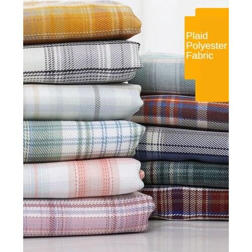 Grid Fabric Color Weaving Polyester Cotton Clothing Jk Dress Uniform Pleated Skirt Plaid Brocade Sewing Handmade DIY Black Blue